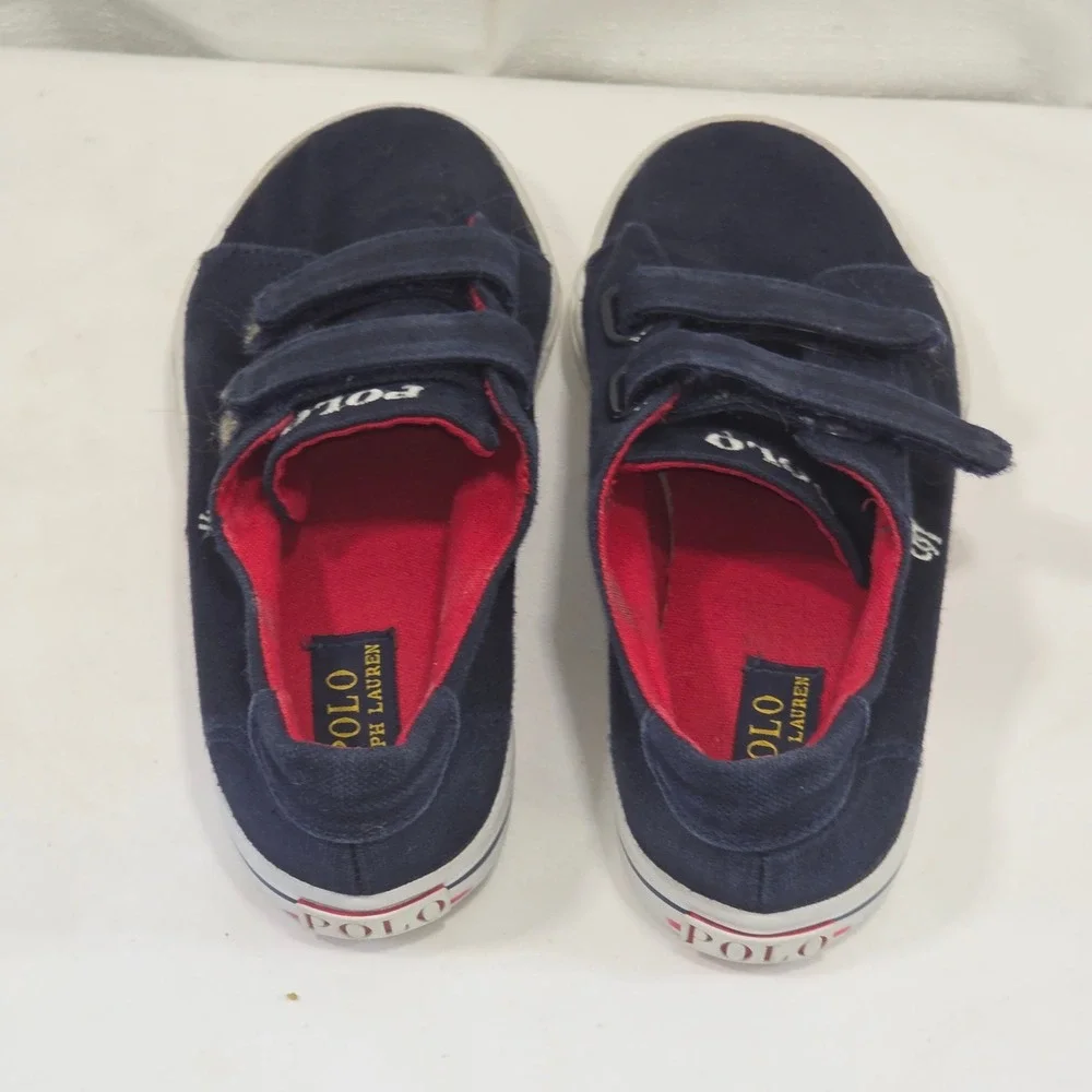 Polo Ralph Lauren Kids Slater EZ‎ Navy Blue Canvas Sneakers Size 11.5